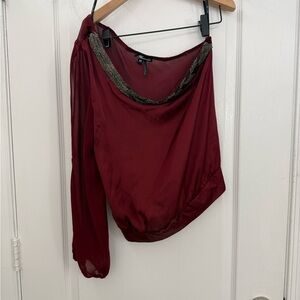 Burgundy Sheer One Sleeve Top